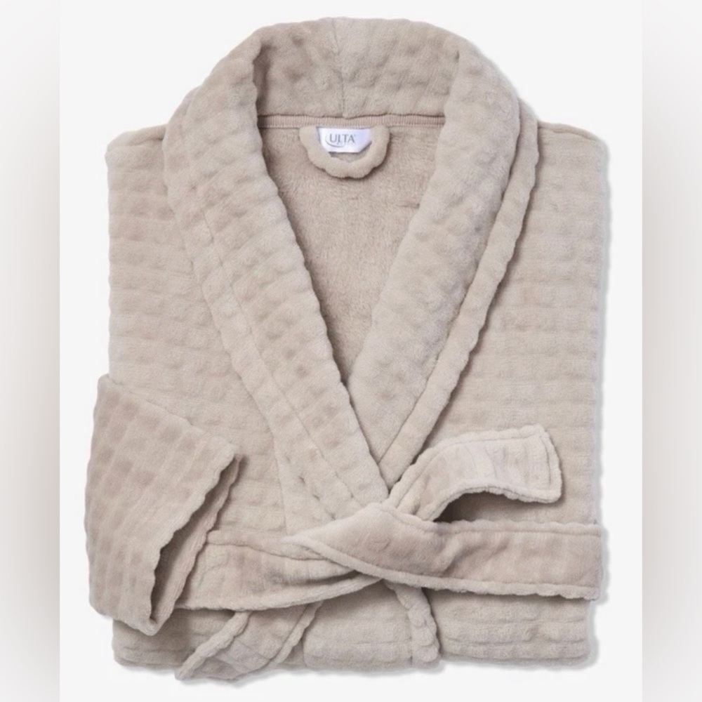 Ulta Beauty Plush Beige Mauve Bathrobe Robe S/M small medium